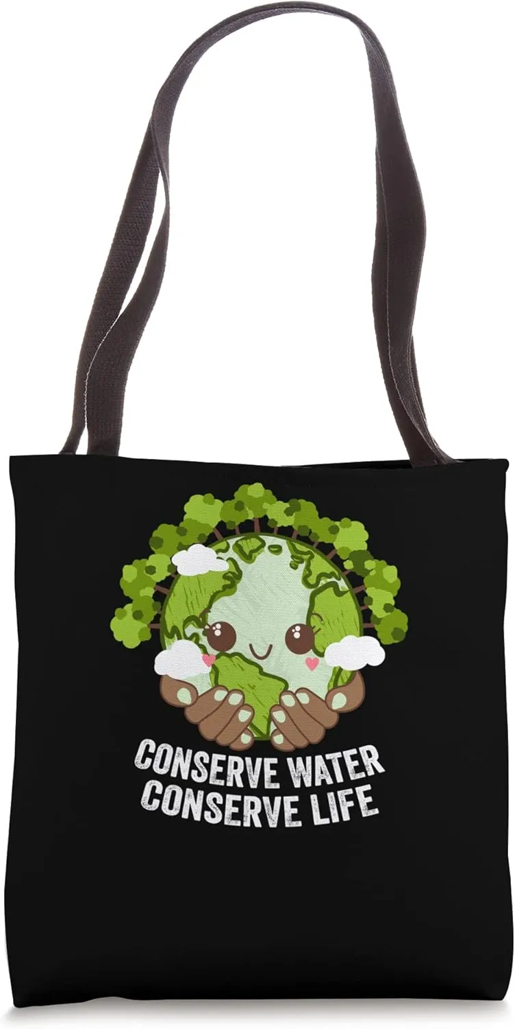 Conserve Water Conserve Life Sustainable Ecology Zero Waste Tote Bag