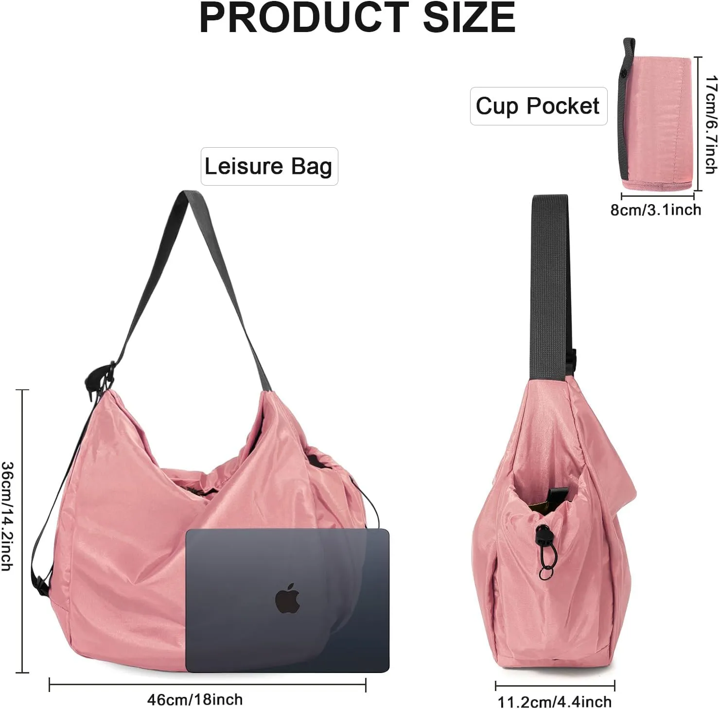 CONTAIL 18L Nylon Daily Shoulder Bag,Water-Resistant Crossbody Bag with Removable Insulated Beverage Holder