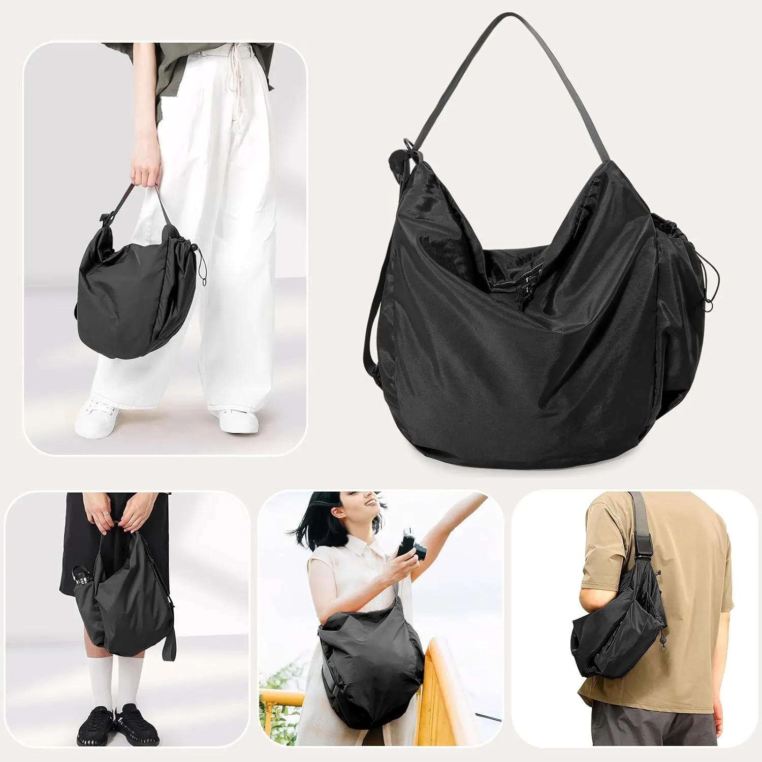 CONTAIL 18L Nylon Daily Shoulder Bag,Water-Resistant Crossbody Bag with Removable Insulated Beverage Holder