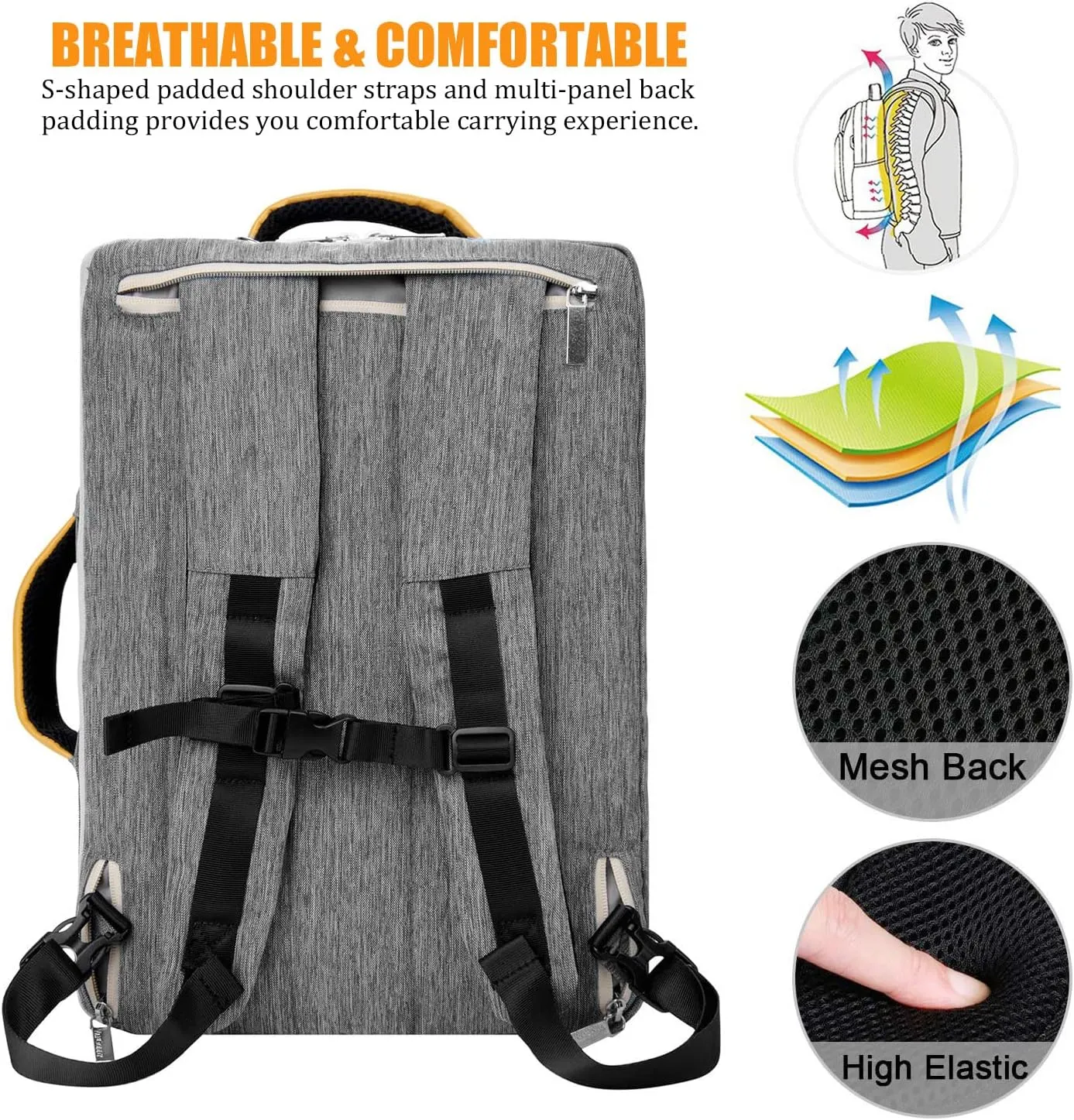 Convertible Laptop Messenger Shoulder Bag 13 14 15 15.6 16 17 17.3 Inch for Men Women