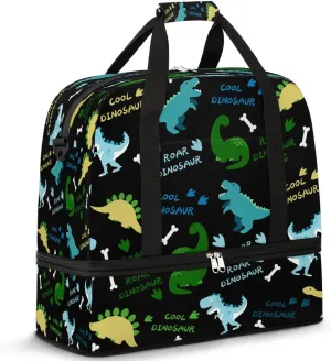 Cool Dinosaur Parade Travel Duffel Bag, Travel Essentials, Gym Bag for Women, Weekender Overnight Bag With Shoes Compartment, Carry On Bags for Airplanes
