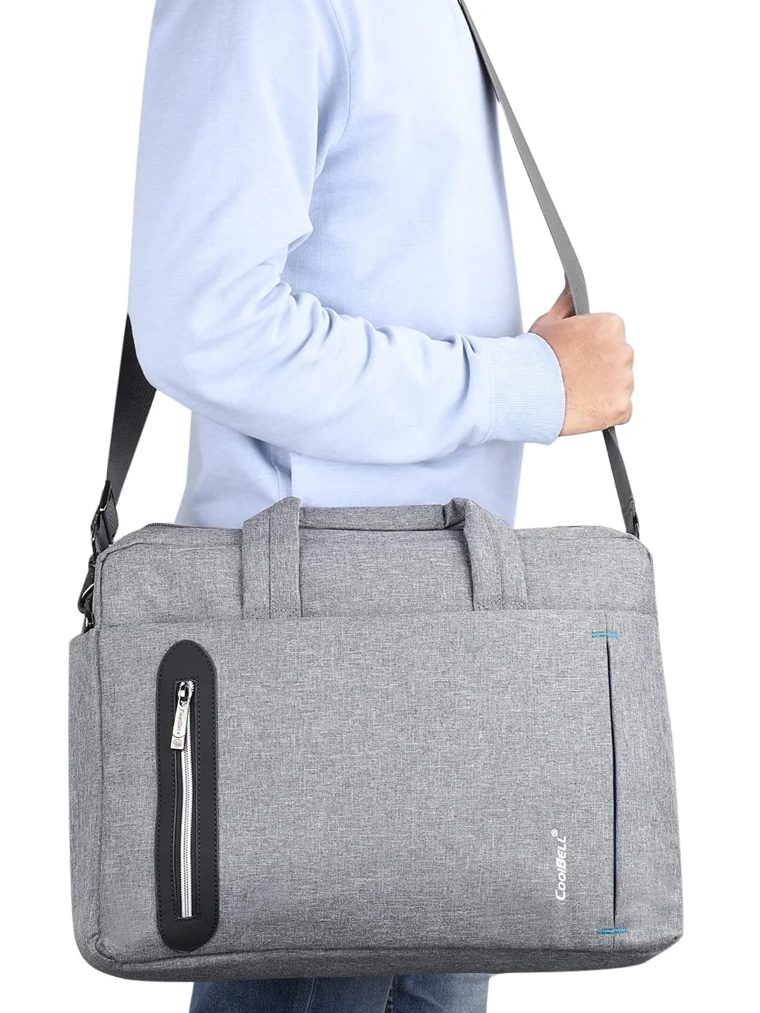 CoolBELL Laptop Messenger Bag - Lightweight, Solid Fabric | 15.6 inch | Grey