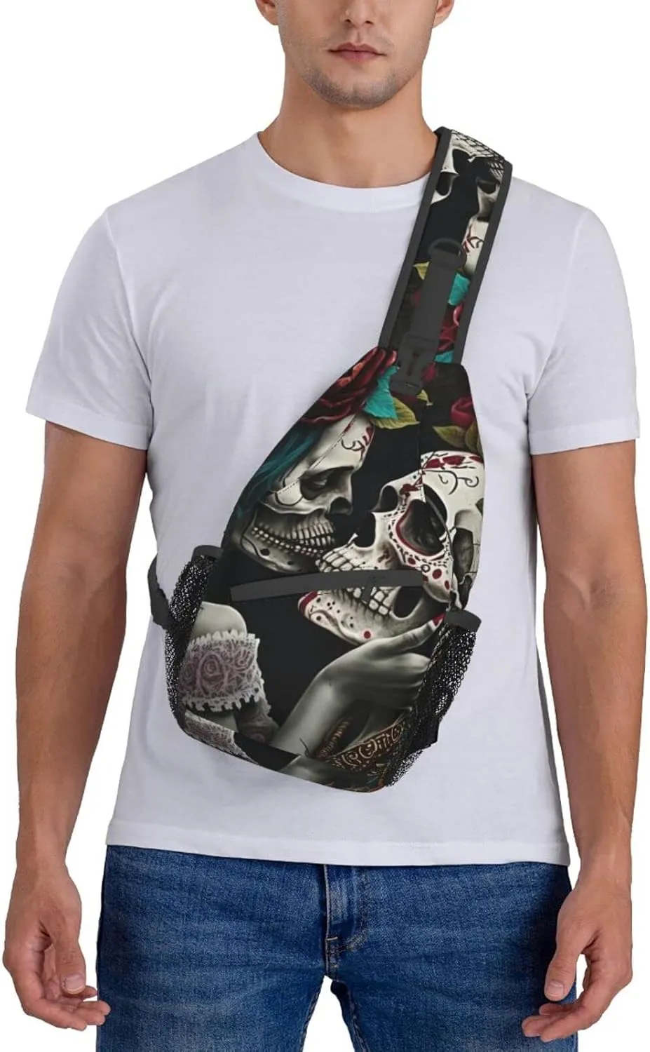 Couple Skull Outdoor Cross-body Shoulder Bag, Unisex Backpack For Women Men Young Hiking Travel