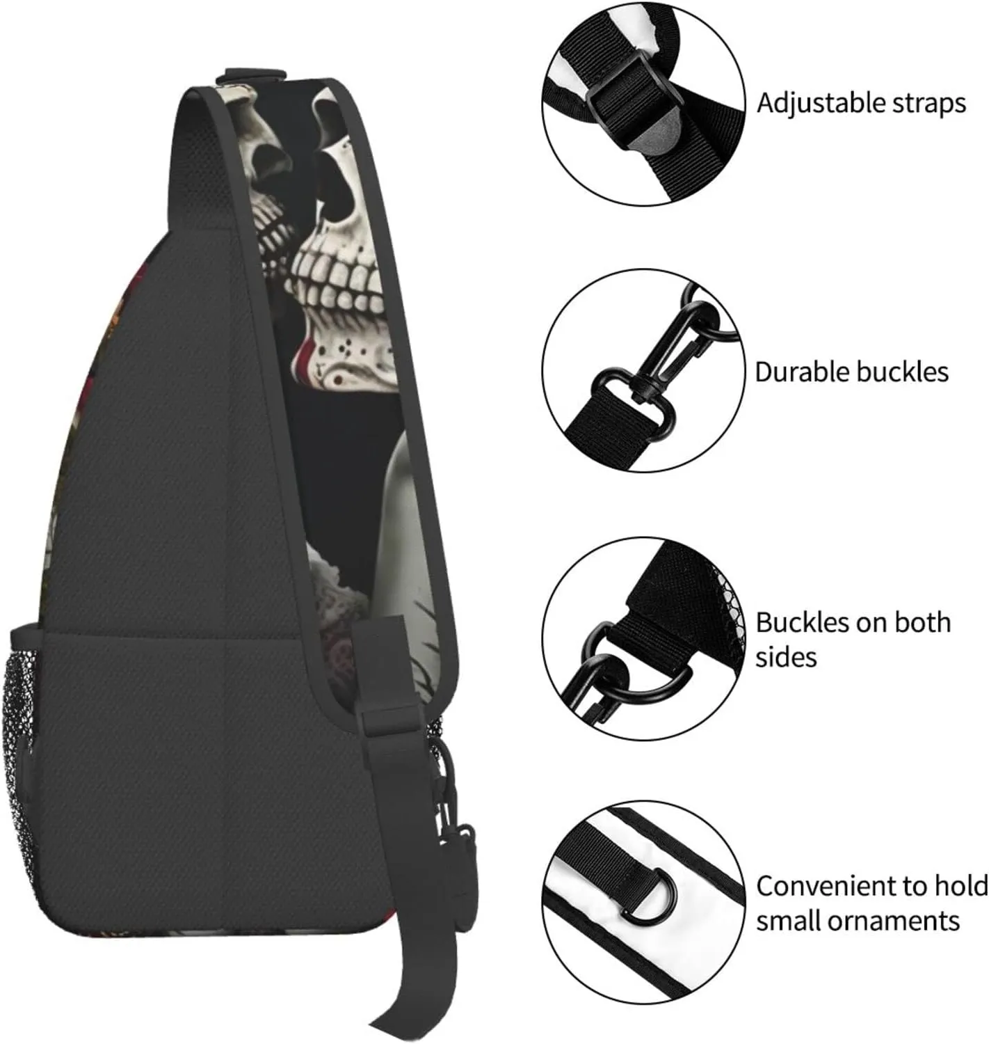 Couple Skull Outdoor Cross-body Shoulder Bag, Unisex Backpack For Women Men Young Hiking Travel