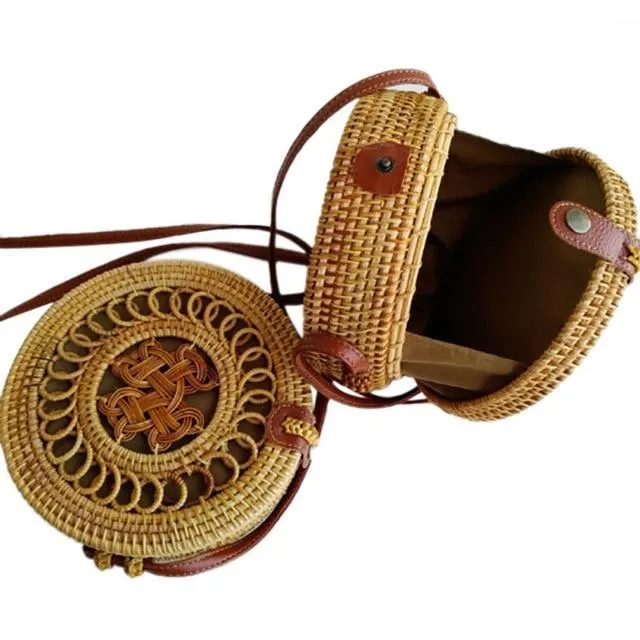 Courteous staff Crossbody Circular Bags Bohemian Rattan Custom-built Woven Bags Handmade Beach