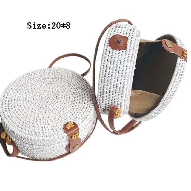 Courteous staff Crossbody Circular Bags Bohemian Rattan Custom-built Woven Bags Handmade Beach