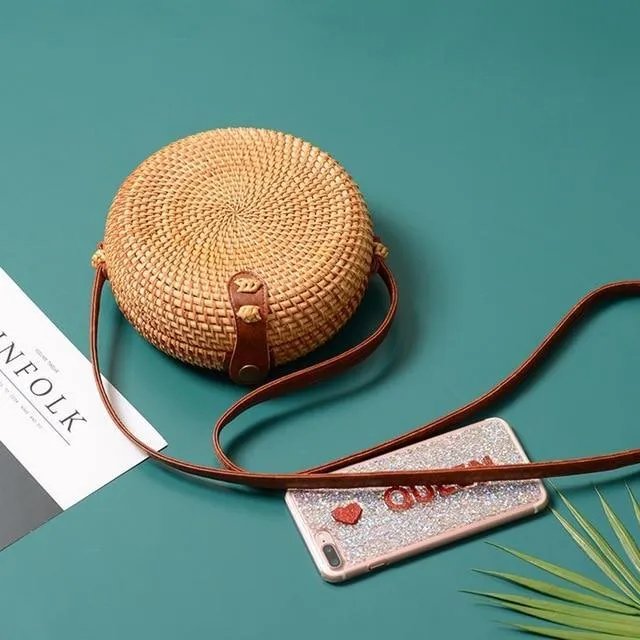 Courteous staff Crossbody Circular Bags Bohemian Rattan Custom-built Woven Bags Handmade Beach