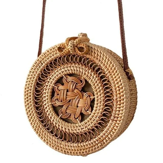 Courteous staff Crossbody Circular Bags Bohemian Rattan Custom-built Woven Bags Handmade Beach