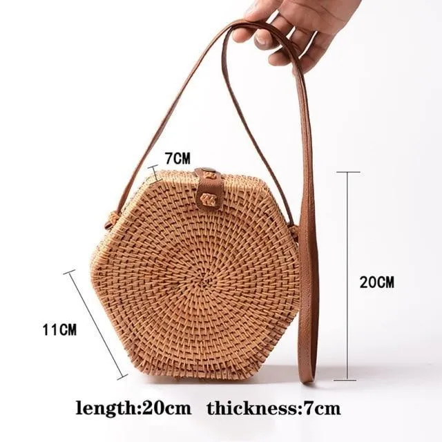 Courteous staff Crossbody Circular Bags Bohemian Rattan Custom-built Woven Bags Handmade Beach