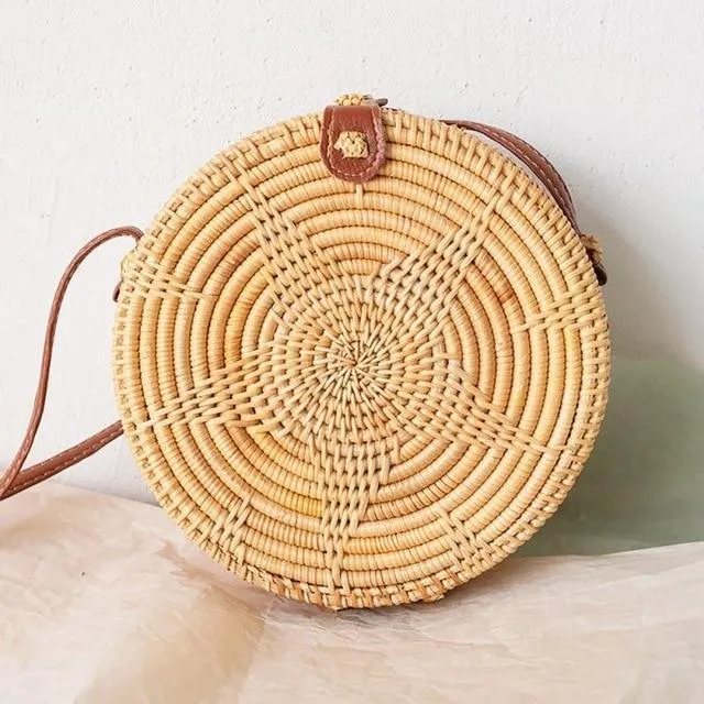 Courteous staff Crossbody Circular Bags Bohemian Rattan Custom-built Woven Bags Handmade Beach