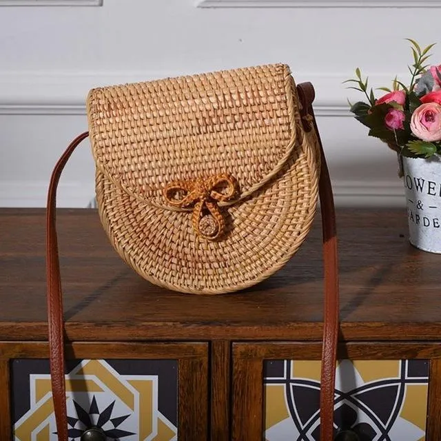 Courteous staff Crossbody Circular Bags Bohemian Rattan Custom-built Woven Bags Handmade Beach