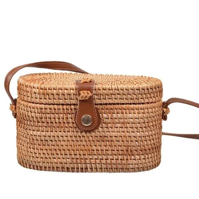 Courteous staff Crossbody Circular Bags Bohemian Rattan Custom-built Woven Bags Handmade Beach