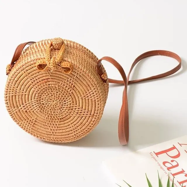 Courteous staff Crossbody Circular Bags Bohemian Rattan Custom-built Woven Bags Handmade Beach
