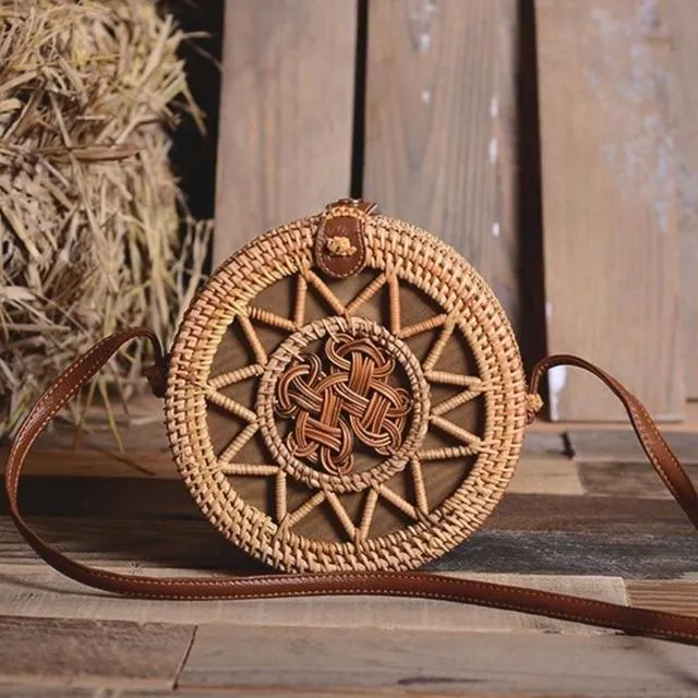 Courteous staff Crossbody Circular Bags Bohemian Rattan Custom-built Woven Bags Handmade Beach