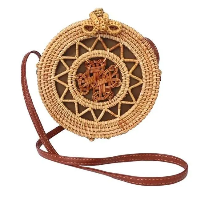 Courteous staff Crossbody Circular Bags Bohemian Rattan Custom-built Woven Bags Handmade Beach