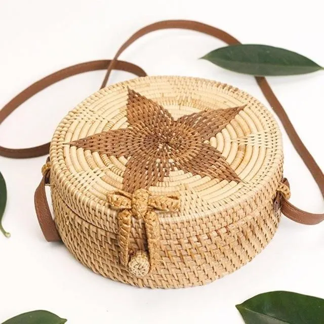 Courteous staff Crossbody Circular Bags Bohemian Rattan Custom-built Woven Bags Handmade Beach