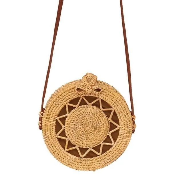 Courteous staff Crossbody Circular Bags Bohemian Rattan Custom-built Woven Bags Handmade Beach