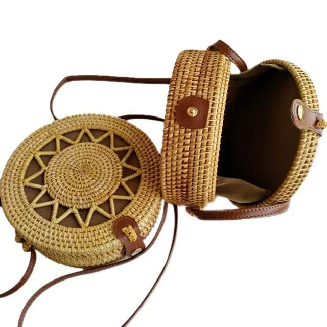 Courteous staff Crossbody Circular Bags Bohemian Rattan Custom-built Woven Bags Handmade Beach