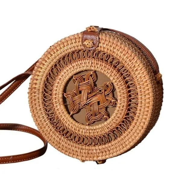 Courteous staff Crossbody Circular Bags Bohemian Rattan Custom-built Woven Bags Handmade Beach