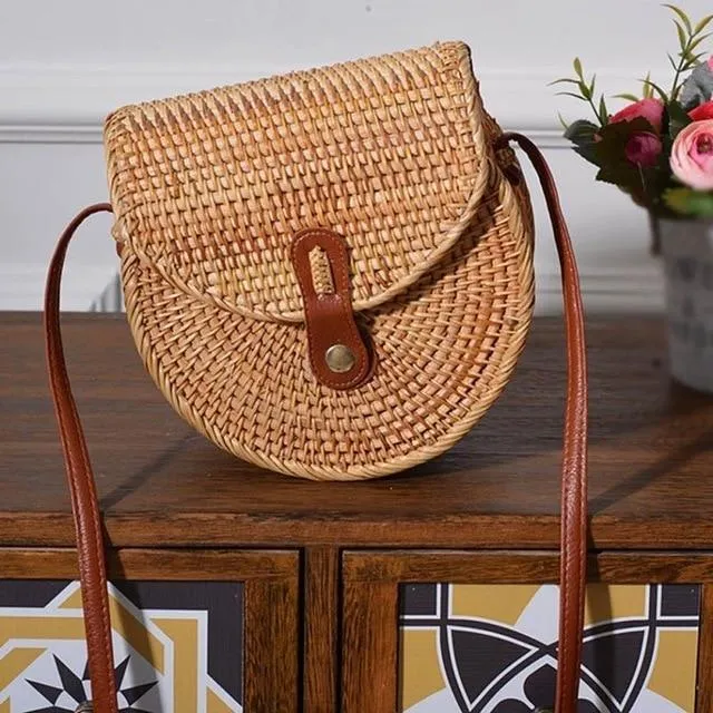 Courteous staff Crossbody Circular Bags Bohemian Rattan Custom-built Woven Bags Handmade Beach