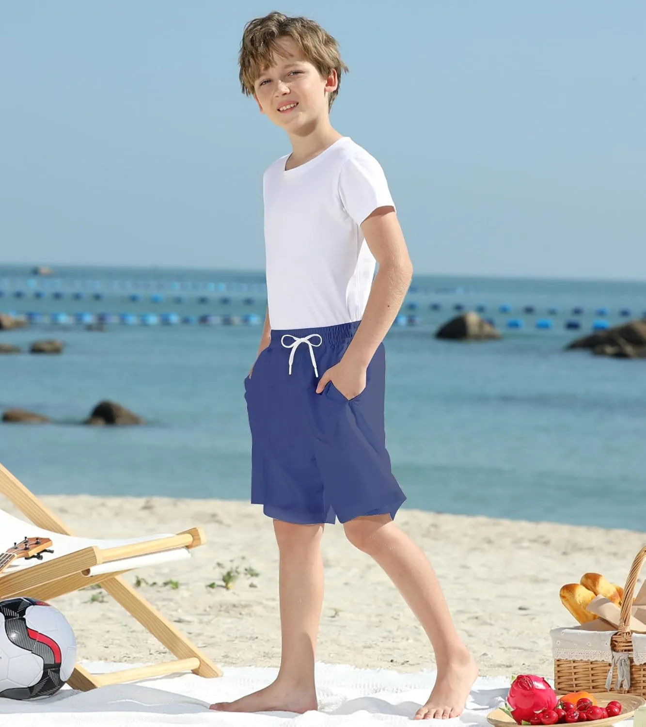 Cozople Boys Swim Trunks Quick Dry Bathing Suits Compression Liner Swim Shorts Swimwear 7-20 Years