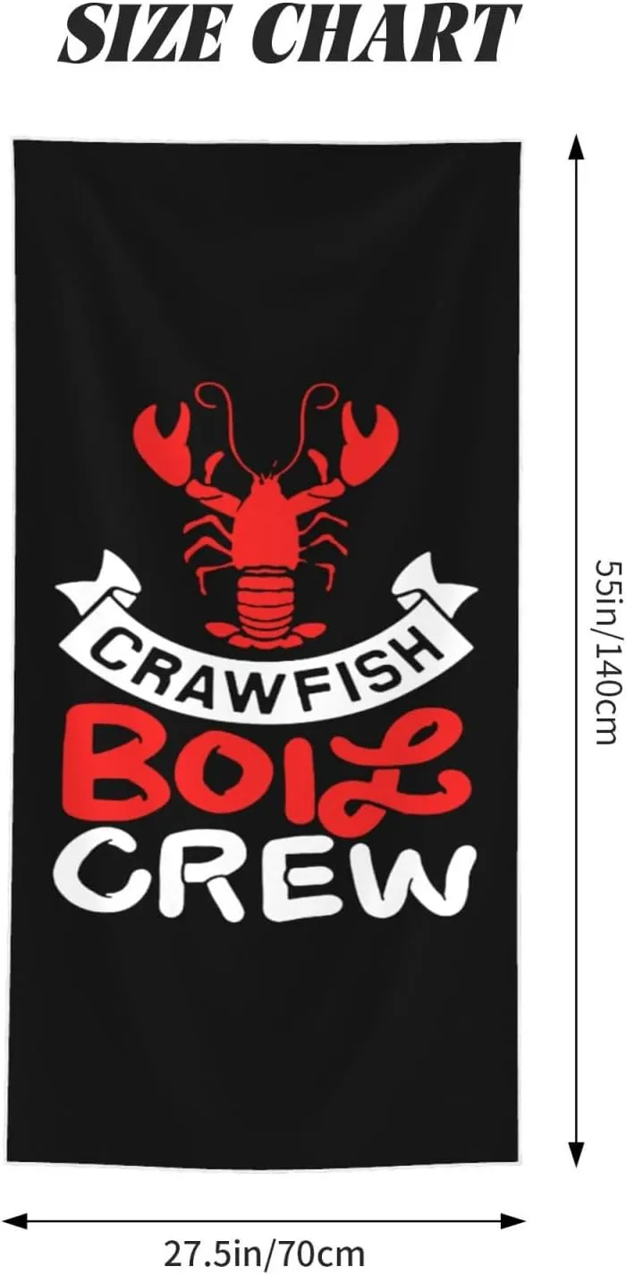 Crawfish Boil Crew Beach Towel 55x27.5 Inches - Ultra Soft Quick Dry Sand Towel, Lightweight Large Bath Towel for Pool, Summer, Travel