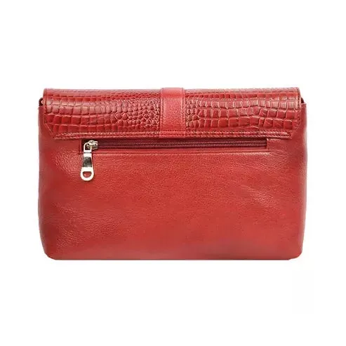 Croc-Texture PU Leather Sling Bag – Chic & Stylish Shoulder Bag (Reddish Brown)