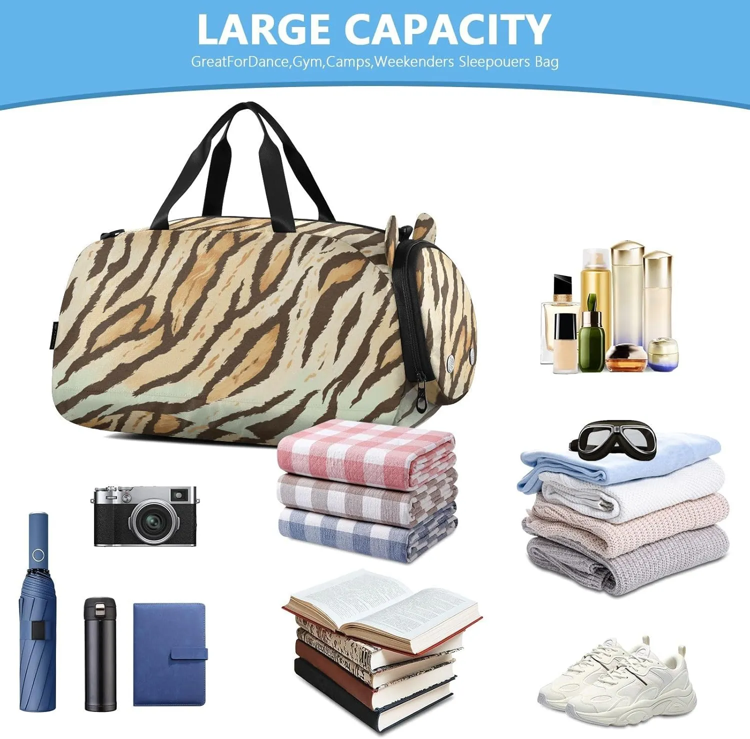 Cross Body Purse with Shoes Compartment Fashion Handbags for For Hiking Traveling