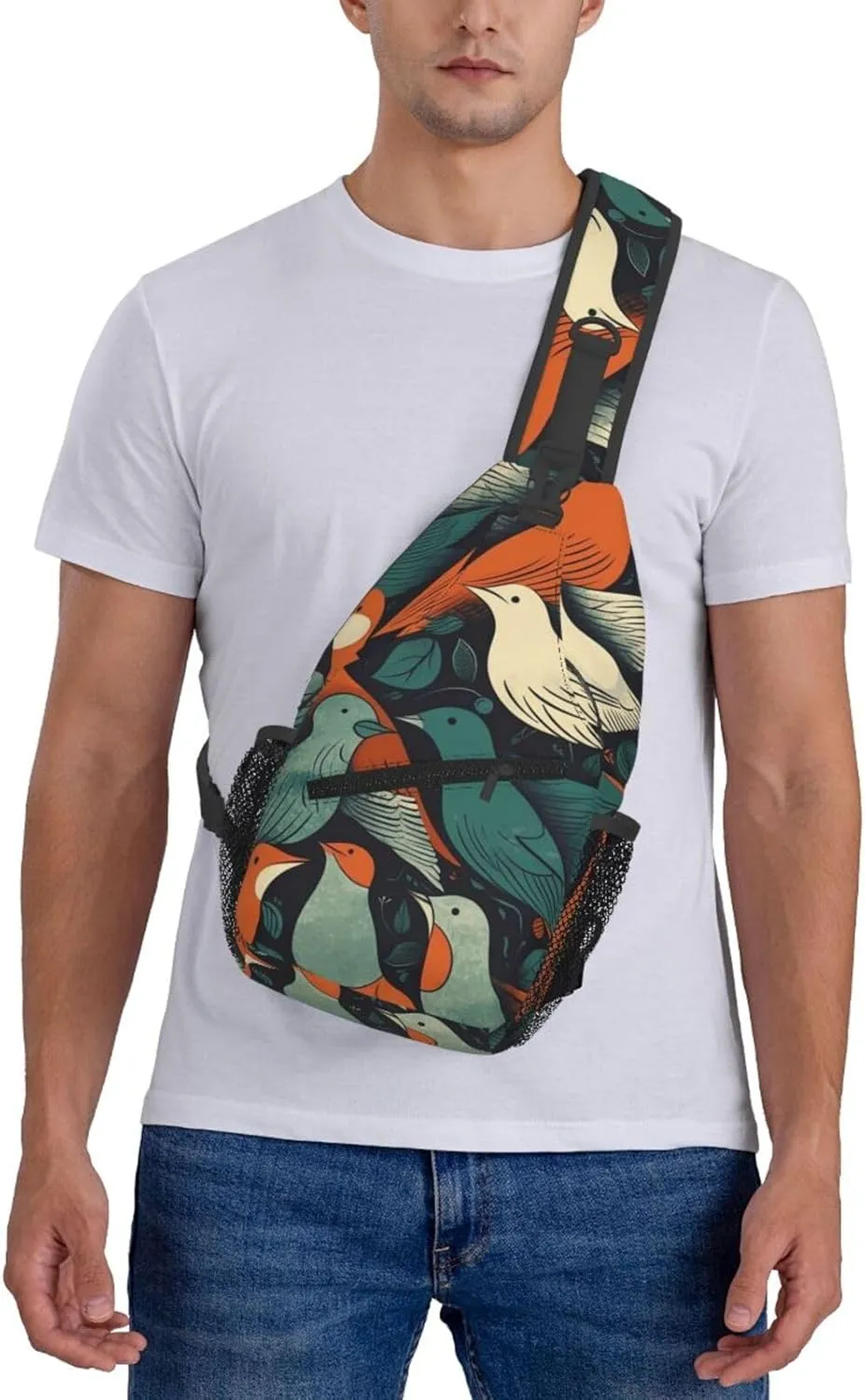 Cross Chest Bag Diagonally Sling Backpack Crossbody Shoulder Bag Flock of Birds Sling Bag Travel Hiking Daypack