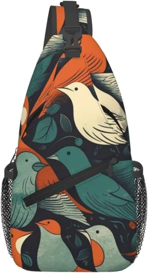 Cross Chest Bag Diagonally Sling Backpack Crossbody Shoulder Bag Flock of Birds Sling Bag Travel Hiking Daypack