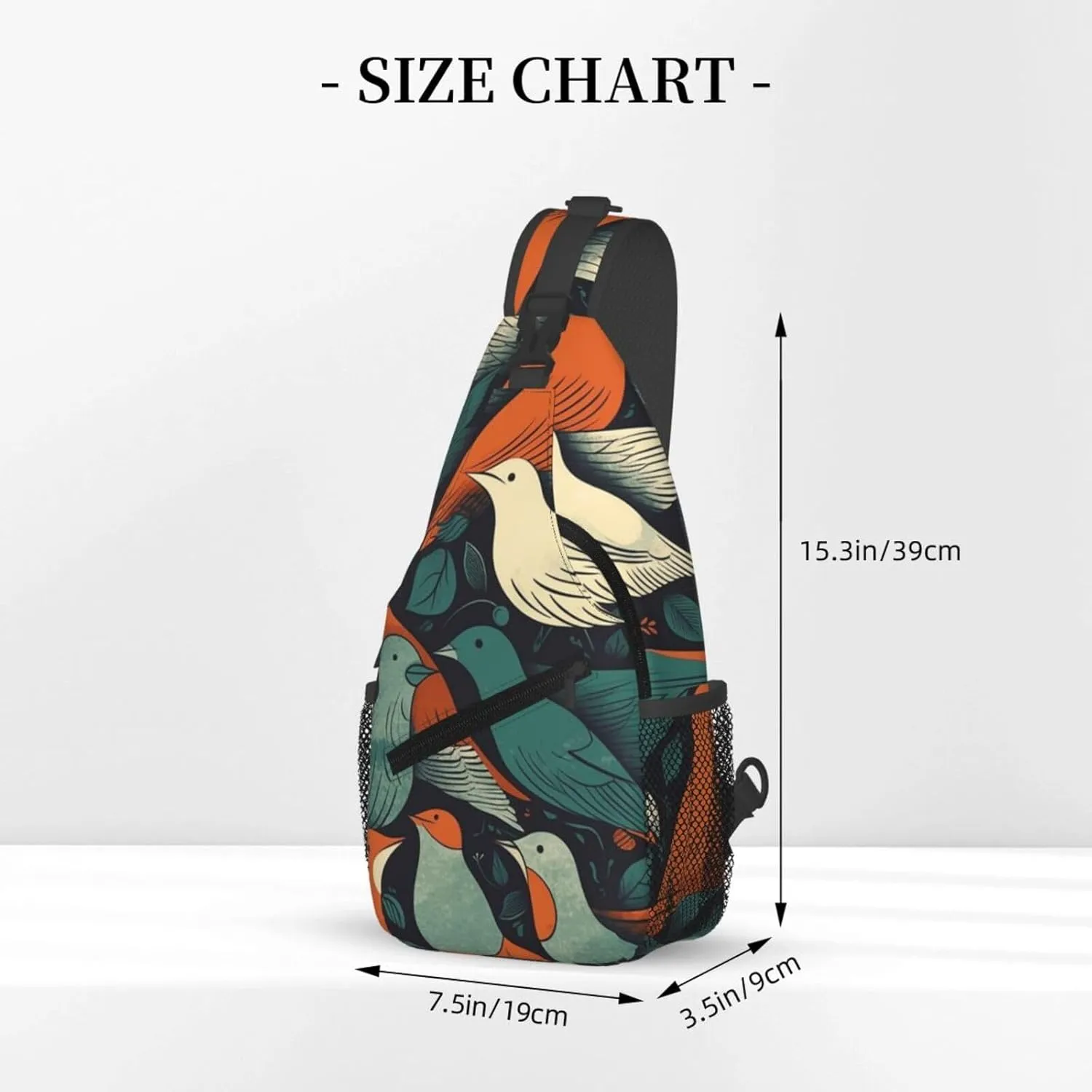 Cross Chest Bag Diagonally Sling Backpack Crossbody Shoulder Bag Flock of Birds Sling Bag Travel Hiking Daypack