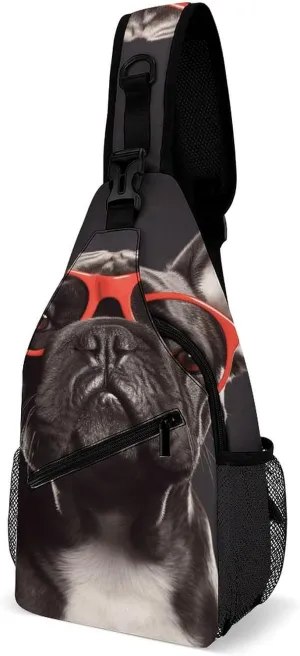 Cross Chest Bag Diagonally Sling Backpack Crossbody Shoulder Bags French Bulldog Sling Bag Travel Hiking Daypack