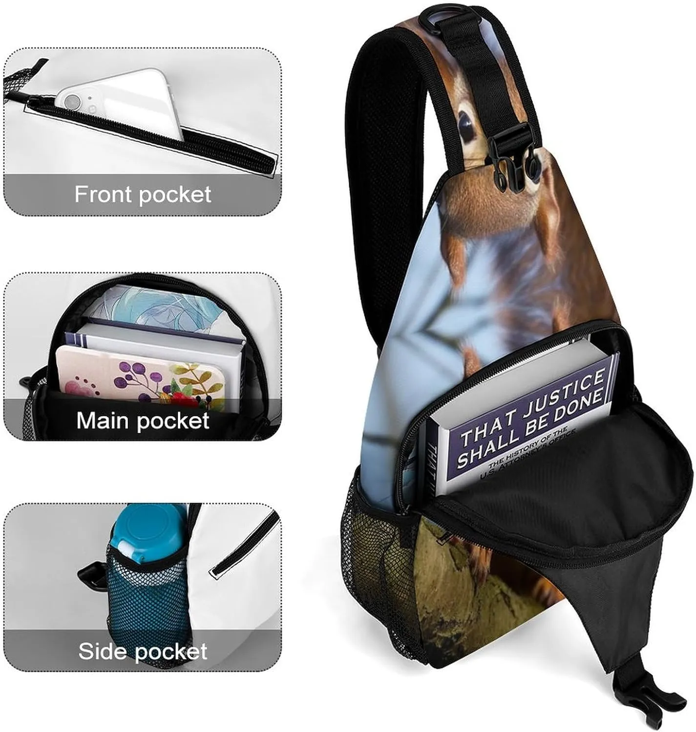Crossbody Bag for Women Men Chest Bag The Silent Monkey Sling Bag Crossbody Shoulder Bag Sling Backpack