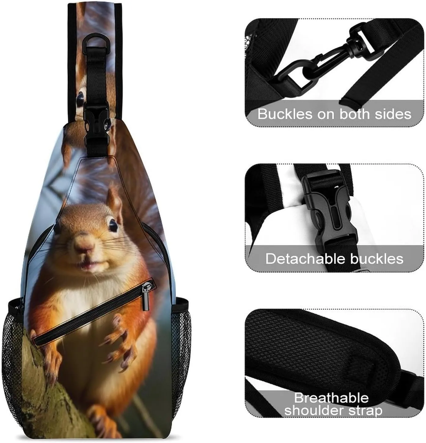 Crossbody Bag for Women Men Chest Bag The Silent Monkey Sling Bag Crossbody Shoulder Bag Sling Backpack