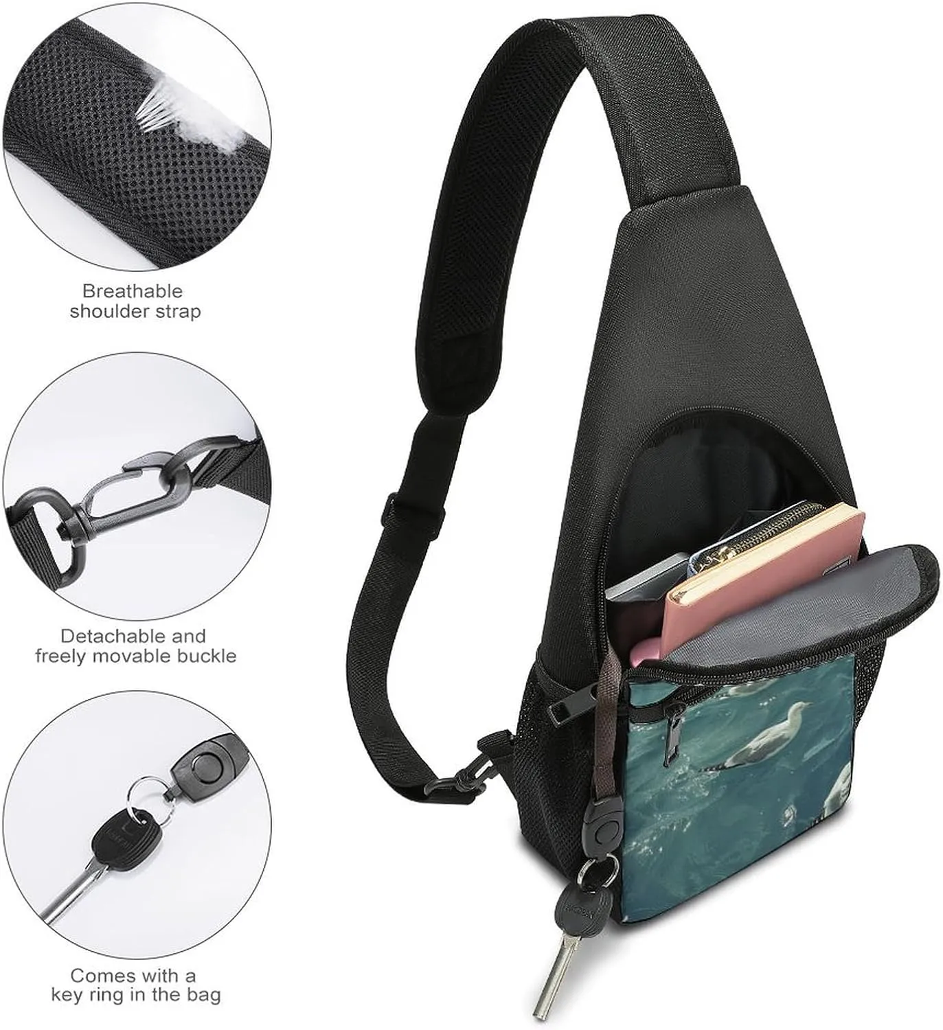 Crossbody Bag for Women Men Sling Bag Floating in The Chest Bag Crossbody Adjustable Shoulder Bag