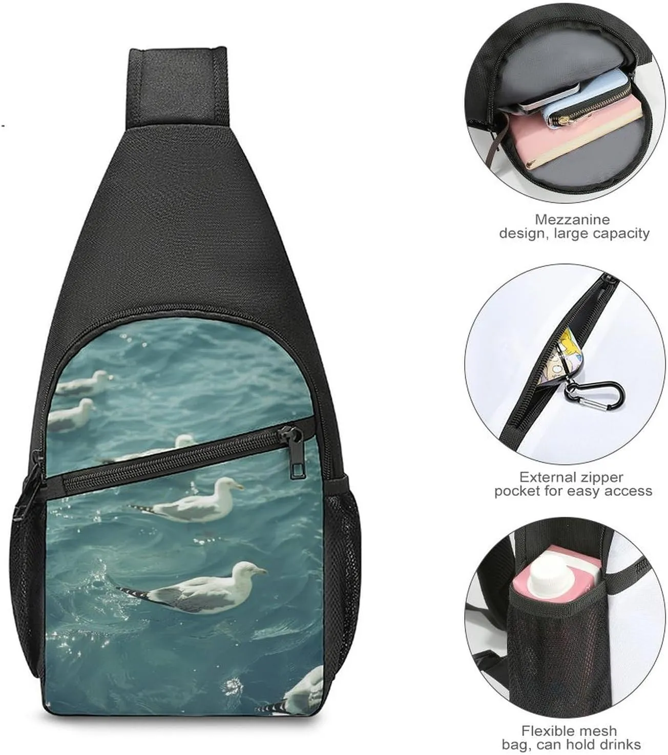 Crossbody Bag for Women Men Sling Bag Floating in The Chest Bag Crossbody Adjustable Shoulder Bag