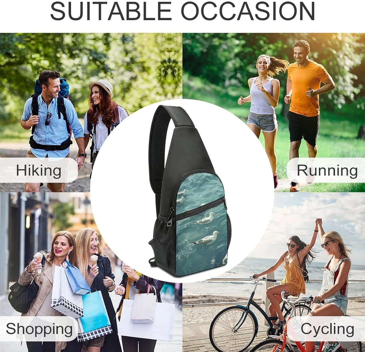 Crossbody Bag for Women Men Sling Bag Floating in The Chest Bag Crossbody Adjustable Shoulder Bag