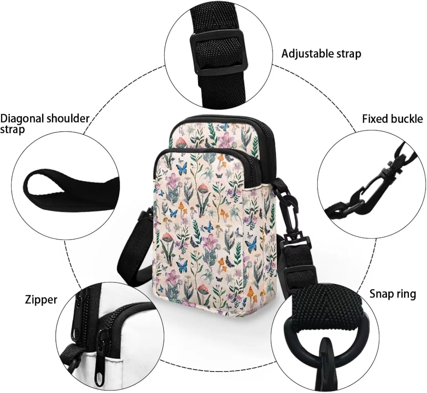 Crossbody Bag Portable Messenger Bags Satchel Bag for Purse Phone Wallet Key