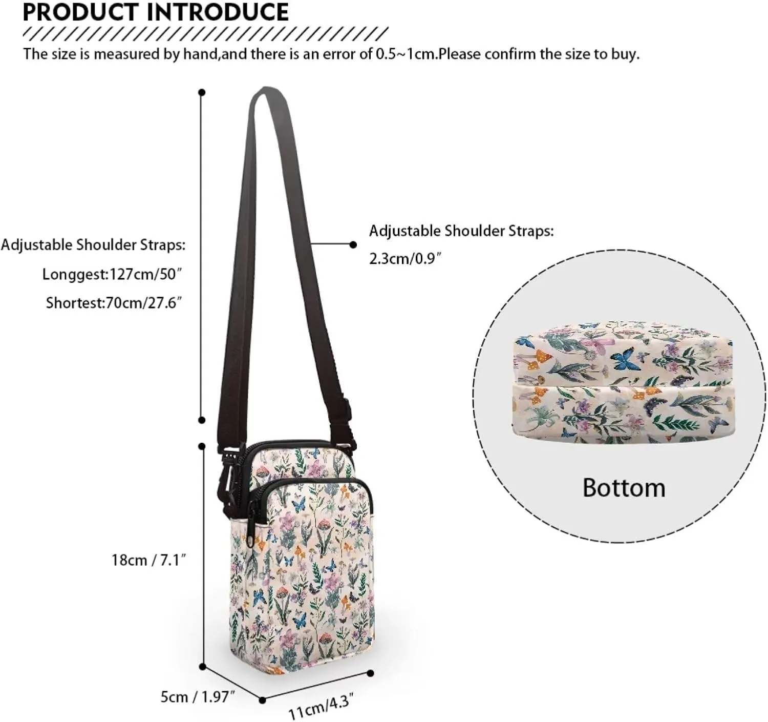Crossbody Bag Portable Messenger Bags Satchel Bag for Purse Phone Wallet Key