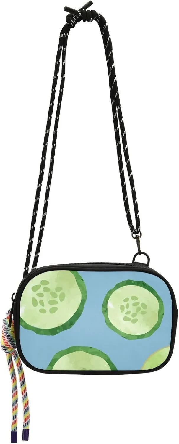 Crossbody Bag Watercolor Cucumber Slices Cell Phone Purse Wallet with Credit Card Slots Multicolor Handbag with Adjustable Strap Fits Phone Keys And More
