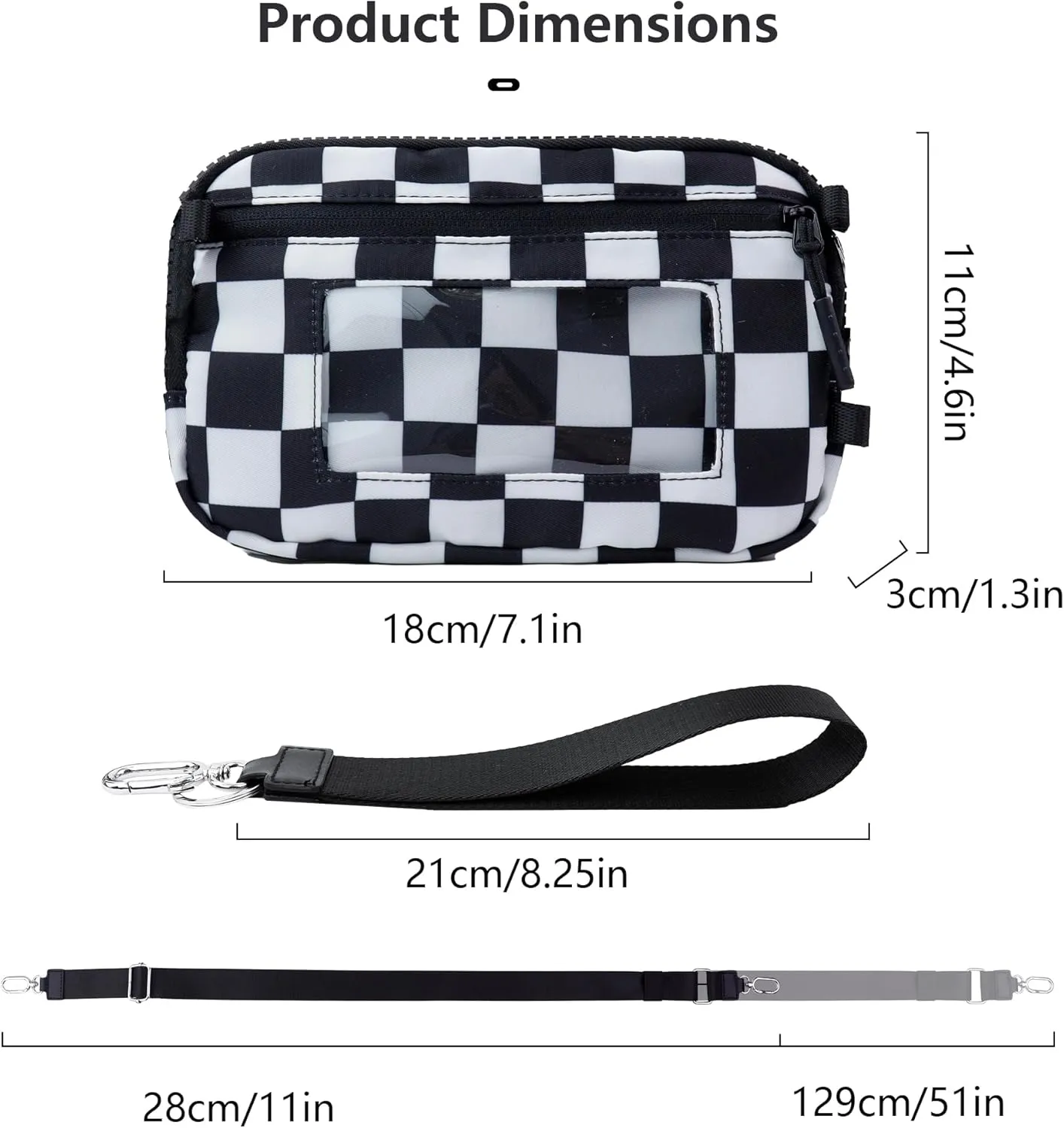 Crossbody Key Bag with ID Window, RFID Blocking Nylon Small cellphone Wallet, Transparent Slot for Easy Access