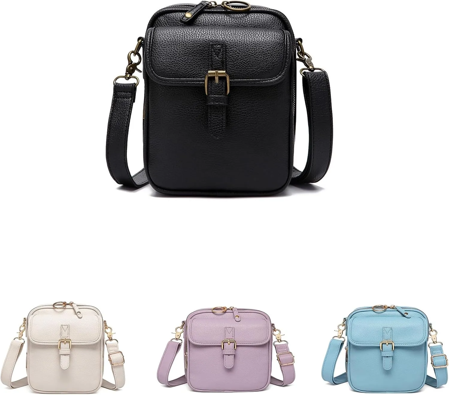 Crossbody Leather Bag, Women's PU Crossbody, Wallet Essentials (Purple 5.91 * 3.54 * 7. 87 inches)