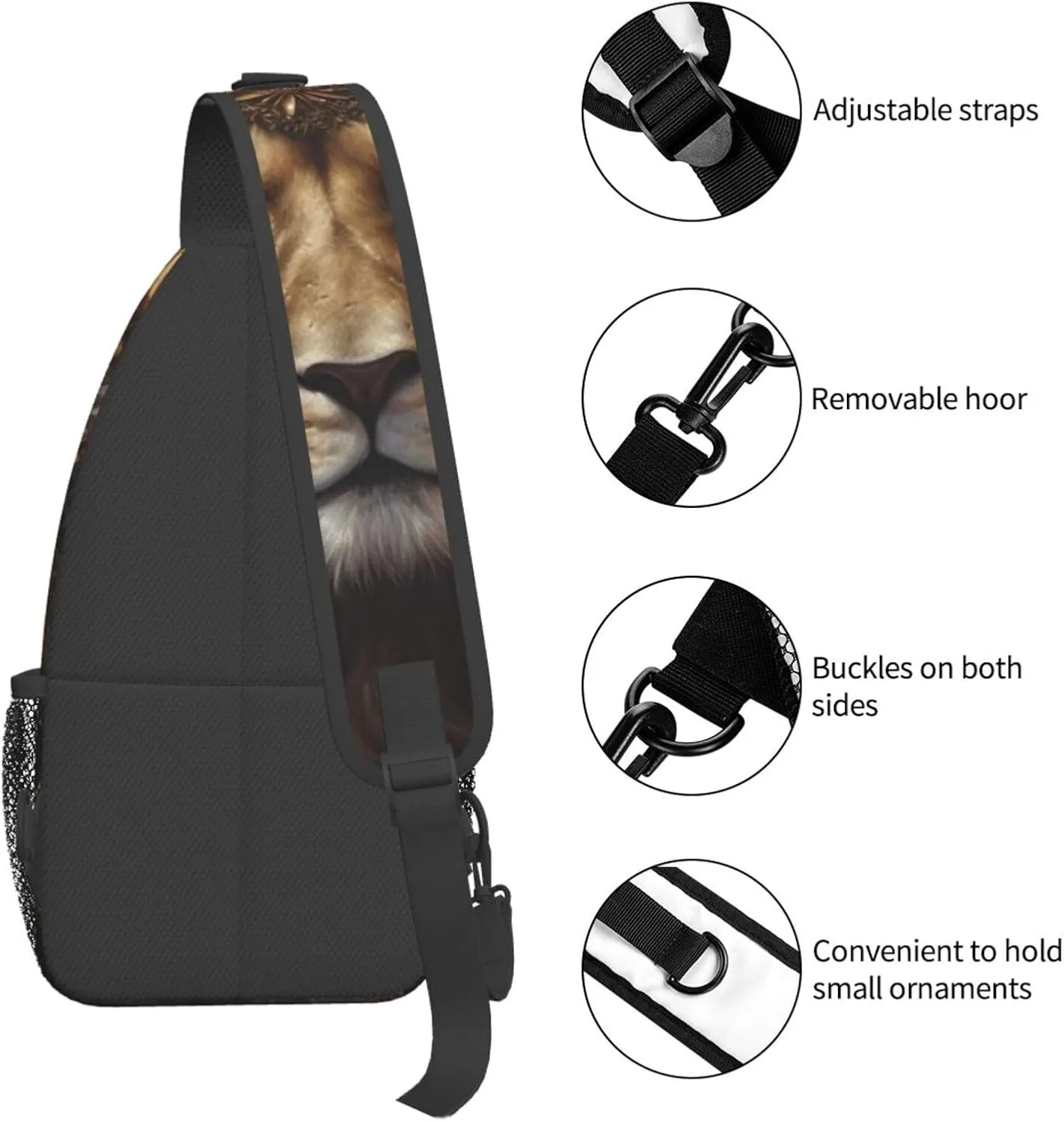 Crossbody Sling Backpack Sling Bag For Men Women Cross Chest Bag Shoulder Bag Corolla Golden Lion Travel Hiking Daypack