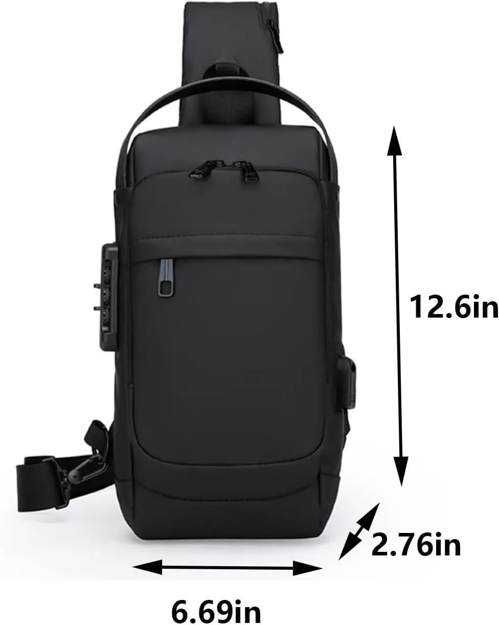 Crossbody Sling Bag for Men and Women,Waterproof Chest Bag Traveling Backpack Hiking Daypack(Black)