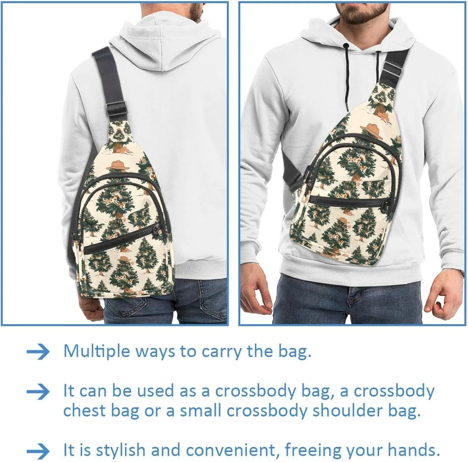 Crossbody Small Sling Bag Backpack for Women Men, Christmas tree 5 Chest Daypack Crossbody Travel Sports Hiking
