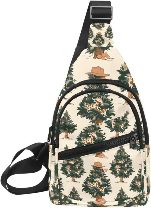 Crossbody Small Sling Bag Backpack for Women Men, Christmas tree 5 Chest Daypack Crossbody Travel Sports Hiking