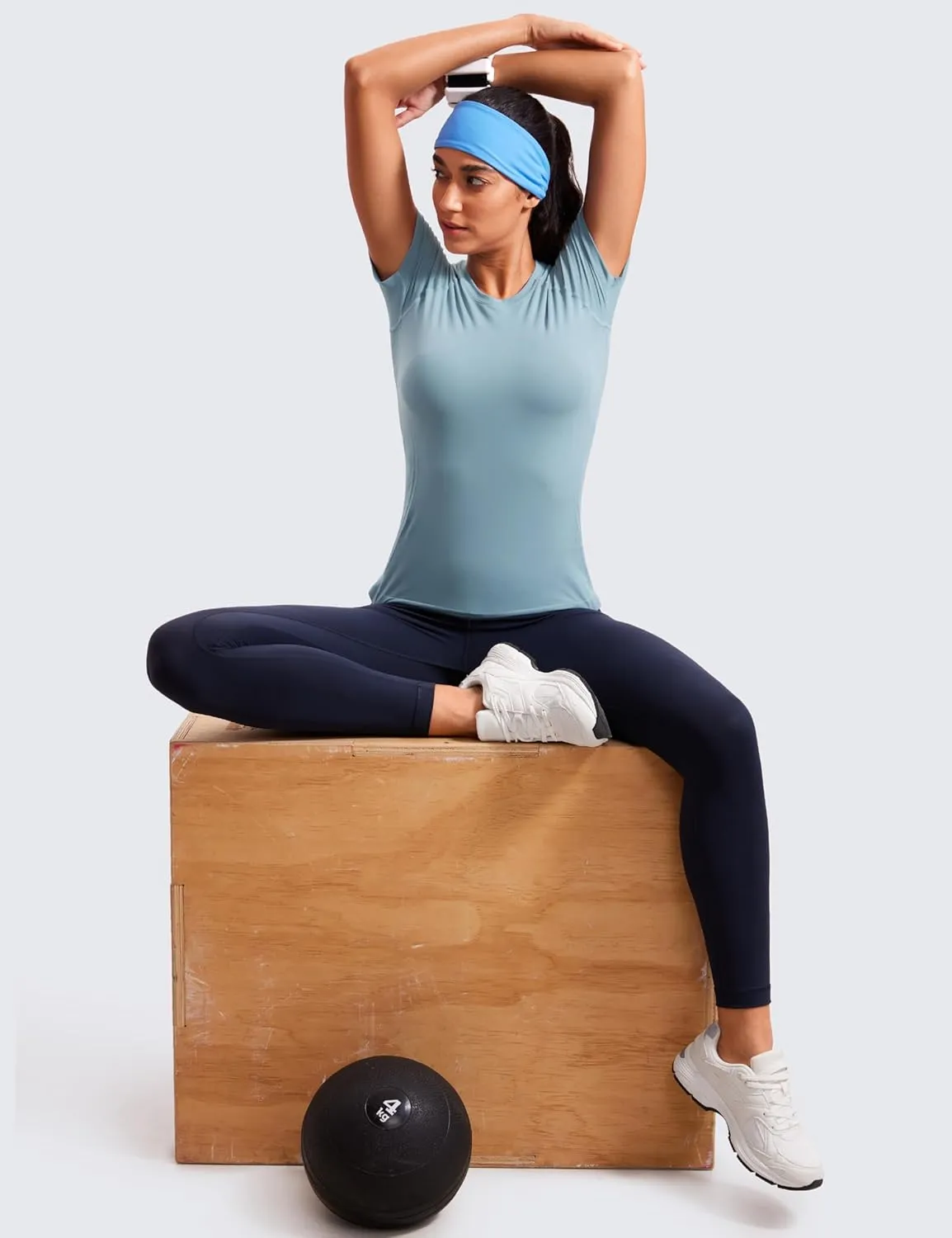 CRZ YOGA Seamless Workout Tops for Women Short Sleeve Athletic Tees Breathable Gym Running Yoga Shirts