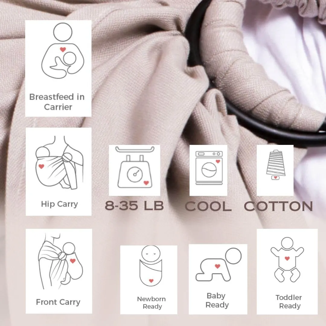 Cuddle'm Ring Sling Baby Carrier - Natural Cotton Front and Hip Baby Wrap Carrier for Infants and Toddlers 8-35 LB - Newborn Wrap Nursing Cover Baby Sling (Powder Blue)
