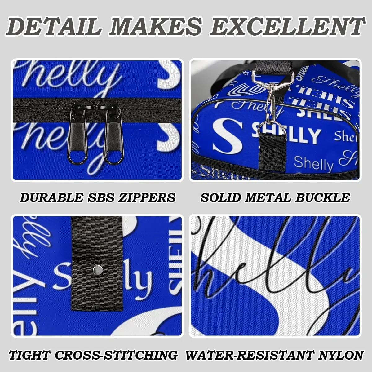 Custom Initial Duffle Bag with Name Valentines Day Gifts Personalized Weekender Bag Overnight Bag for Women Sports Gym Bag Travel Bag Friend Gifts Blue