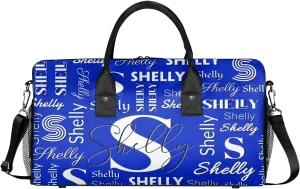 Custom Initial Duffle Bag with Name Valentines Day Gifts Personalized Weekender Bag Overnight Bag for Women Sports Gym Bag Travel Bag Friend Gifts Blue